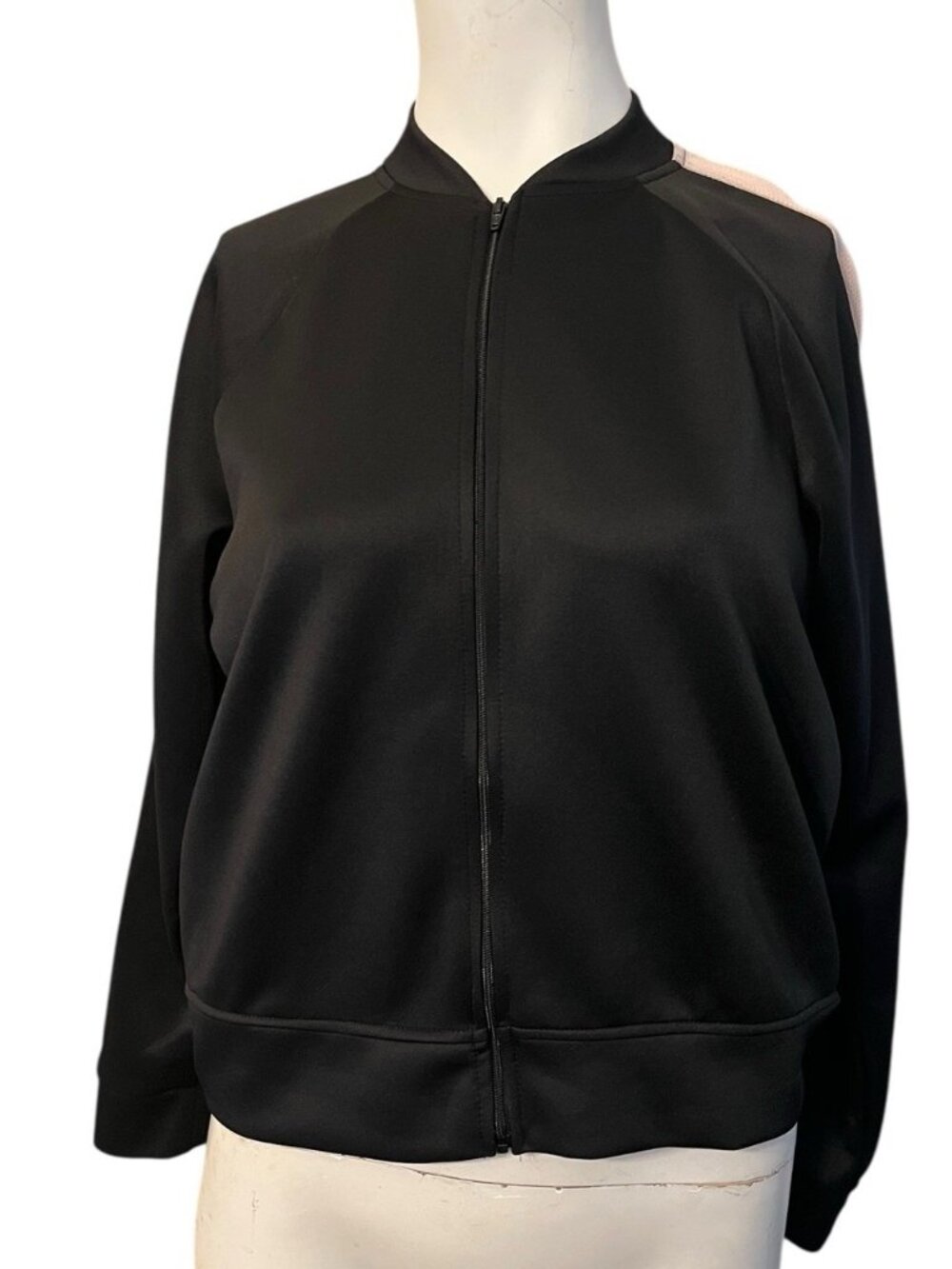 Mossimo Ladies XS Full Zip Bomber Jacket Black Pink Detail Pockets